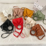 Women's Bag PU Wrinkled Crossbody Female Bag Messenger Shoulder Handbag