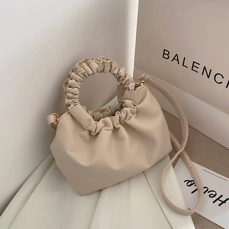 Women's Bag PU Wrinkled Crossbody Female Bag Messenger Shoulder Handbag