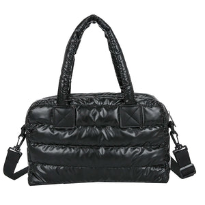 Quilted Cotton Padded Messenger Bag Women Large Capacity Zip Top-handle