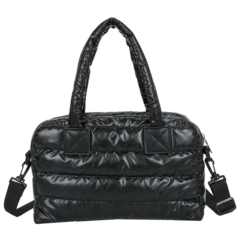 Quilted Cotton Padded Messenger Bag Women Large Capacity Zip Top-handle