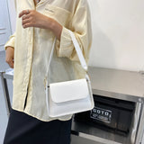 Women's PU Leather Shoulder Bag Solid Color Small Square Flap Purse