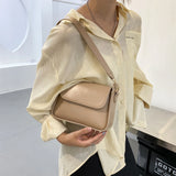 Women's PU Leather Shoulder Bag Solid Color Small Square Flap Purse