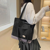Canvas Patchwork Shoulder Bag Large Capacity Tote Handbags