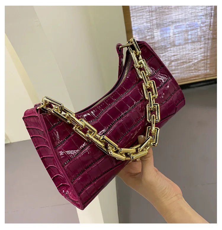 Women's Crocodile Pattern Chain Bag for Travel