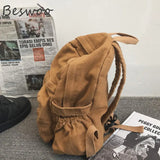 Women's Canvas Backpacks Retro Solid Student Backpack Female Large Capacity Ruck