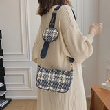 Women Canvas Shoulder Bags 2Pcs Set Crossbody Composite Bag Shopper