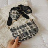 Women Canvas Shoulder Bags 2Pcs Set Crossbody Composite Bag Shopper