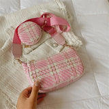 Women Canvas Shoulder Bags 2Pcs Set Crossbody Composite Bag Shopper