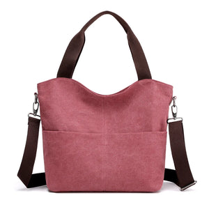 Women's Canvas Bucket Handbag Shoulder Bag Multifunction Satchel