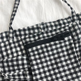Plaid Eco Canvas Tote Shoulder Bag Large Capacity Ladies Purse Handbags