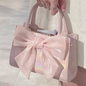 Women's Pink Bowknot Clutch Purse Shoulder Bag