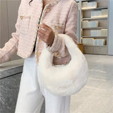 Women's Faux Fur Crossbody Hobo Handbag Plush Chain Shoulder Bag