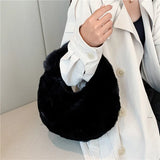 Women's Faux Fur Crossbody Hobo Handbag Plush Chain Shoulder Bag