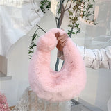 Women's Faux Fur Crossbody Hobo Handbag Plush Chain Shoulder Bag