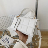 Women's Checked Crossbody Bag Pu Leather Handbag Candy Colored Diamond