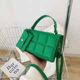 Women's Checked Crossbody Bag Pu Leather Handbag Candy Colored Diamond