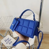 Women's Checked Crossbody Bag Pu Leather Handbag Candy Colored Diamond