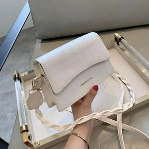 Crocodile Weave Belt Shoulder Bag PU Leather Women Totes