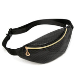 Women's Embossed Rhombus Waist Bag One-Shoulder Phone Bag Red Silver
