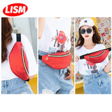 Women's Embossed Rhombus Waist Bag One-Shoulder Phone Bag Red Silver