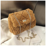 Women's Flannel Shoulder Bag High Capacity Handbag