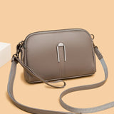 Women's Leather Crossbody Bag with 2 Zipper Pockets