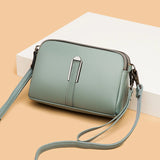 Women's Leather Crossbody Bag with 2 Zipper Pockets