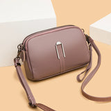 Women's Leather Crossbody Bag with 2 Zipper Pockets