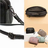 Women's Leather Crossbody Bag with 2 Zipper Pockets