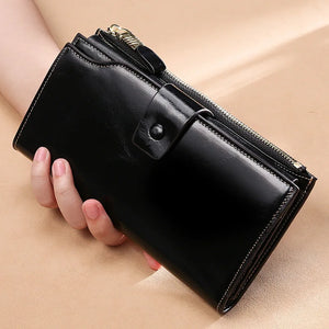 Women's RFID Leather Clutch Wallet Purse