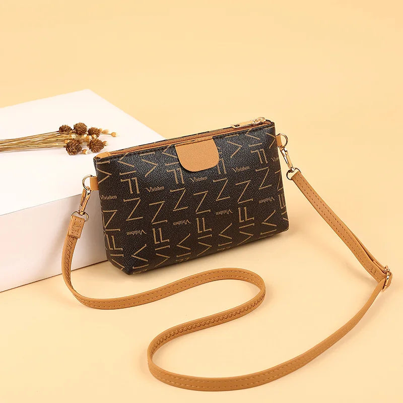Women's PU Leather Letter Messenger Crossbody Bag