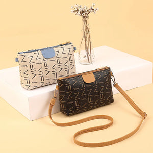 Women's PU Leather Letter Messenger Crossbody Bag