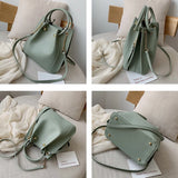 Women's Large Capacity PU Leather Bucket Crossbody Bag