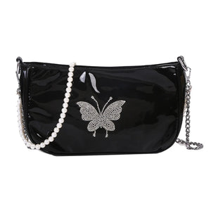 Vintage Crossbody Bag with Chain PU Leather Girl Messenger