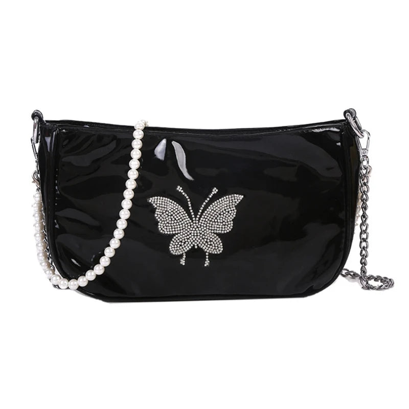 Vintage Crossbody Bag with Chain PU Leather Girl Messenger