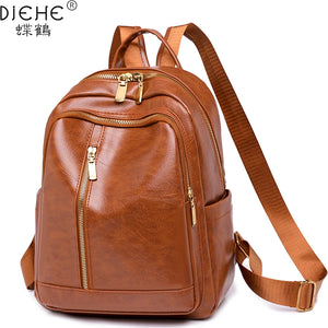 Women's PU Leather Backpack Waterproof School Bag