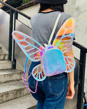 Women's Laser Mini Backpack Butterfly Angel Wings Daypack for Girls
