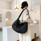 Women's Lattice Solid Cloud Shoulder Bag Large Capacity Handbags