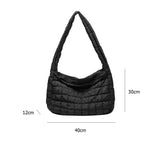 Women's Lattice Solid Cloud Shoulder Bag Large Capacity Handbags