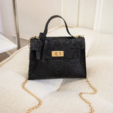Lingge Embroidery Camera Shoulder Bag Crossbody Chain Bags