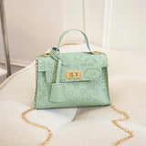 Lingge Embroidery Camera Shoulder Bag Crossbody Chain Bags