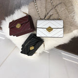 Women's PU Leather Plaid Crossbody Bag Striped Chain Messenger Handbag