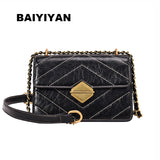 Women's PU Leather Plaid Crossbody Bag Striped Chain Messenger Handbag