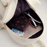 Women's PU Student Backpack Wallet Satchel Three Piece Set