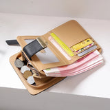 Women's Small Zipper Wallet Clutch Bag with Hollow Out Leaves