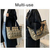 Women's Quilted Winter Handbag Tote Lady Nylon Padded Bag