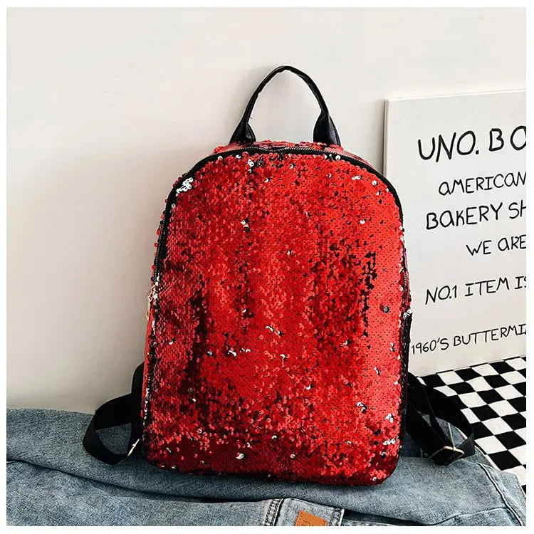 Women's Sequin Backpack Leisure Travel Bag