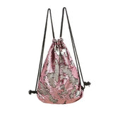 Sequins Changing Drawstring Bag Sports Backpack