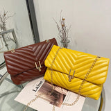 Women's Chain Shoulder Bag PU Leather Tote Embroidered Handbag