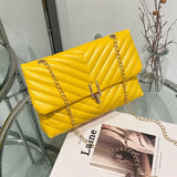 Women's Chain Shoulder Bag PU Leather Tote Embroidered Handbag